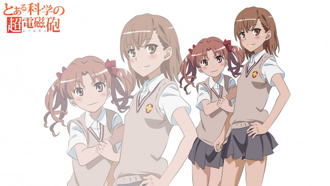 Обои картинки фото аниме, toaru majutsu no index, фон, взгляд, девушки