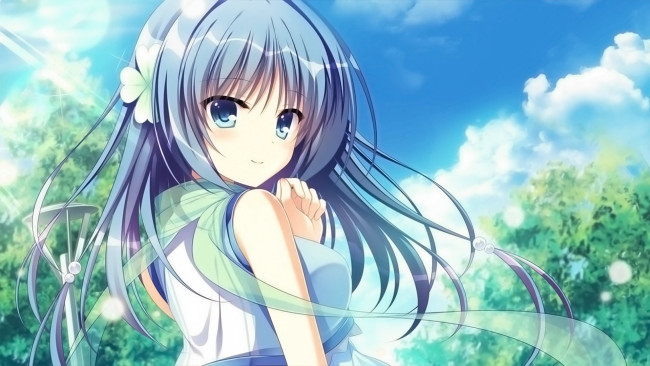 Обои картинки фото аниме, unknown,  другое, фон, взгляд, девушка