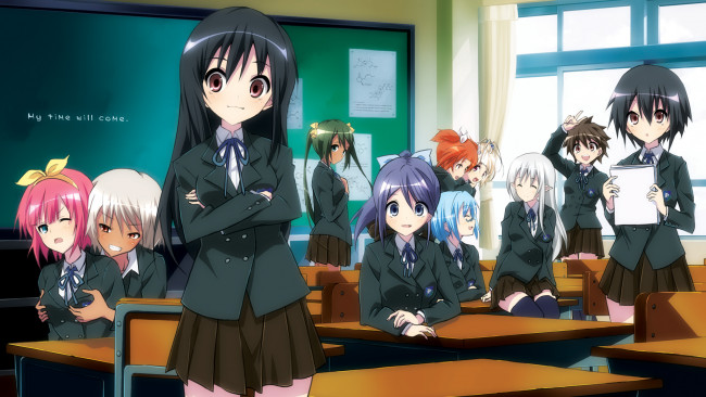 Обои картинки фото аниме, unknown,  другое, фон, взгляд, девушки