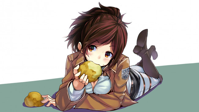 Обои картинки фото attack on titan, аниме, unknown,  другое, девушка, взгляд, фон