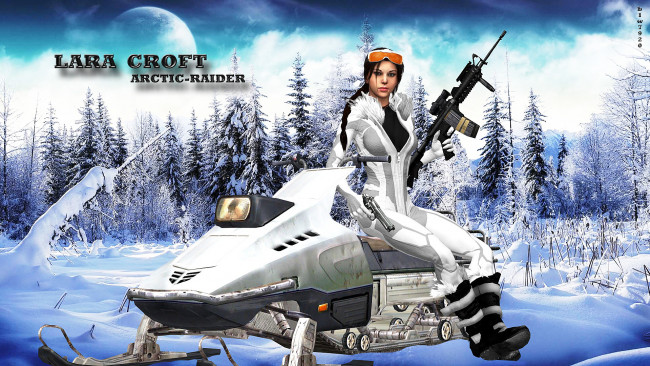 Обои картинки фото видео игры, tomb raider,  legend, комбинезон, автомат, взгляд, фон, девушка