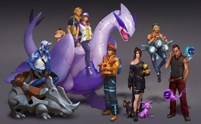 Обои картинки фото видео игры, final fantasy x, фон, существо, мужчина, девушка