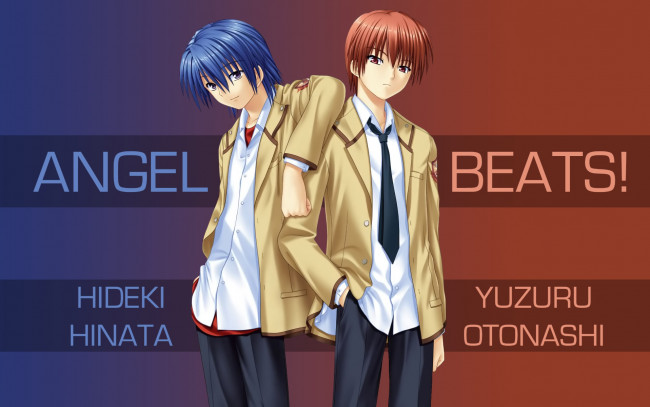 Обои картинки фото аниме, angel beats, взгляд, парни, фон