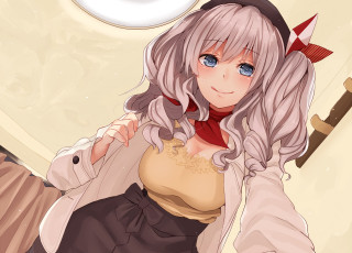 Картинка аниме kantai+collection фон взгляд девушка