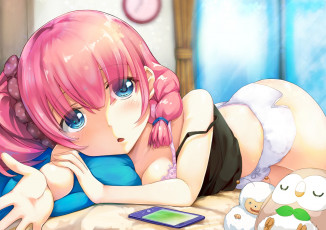 Картинка аниме pokemon rowlet