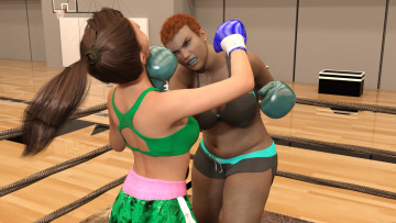 Картинка 3д+графика спорт+ sport ринг бокс фон взгляд девушки