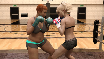 Картинка 3д+графика спорт+ sport взгляд девушки бокс ринг фон