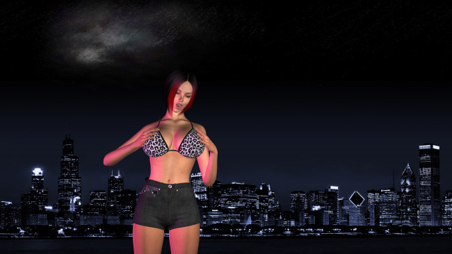 Обои картинки фото 3д графика, люди , people, девушка, взгляд, фон