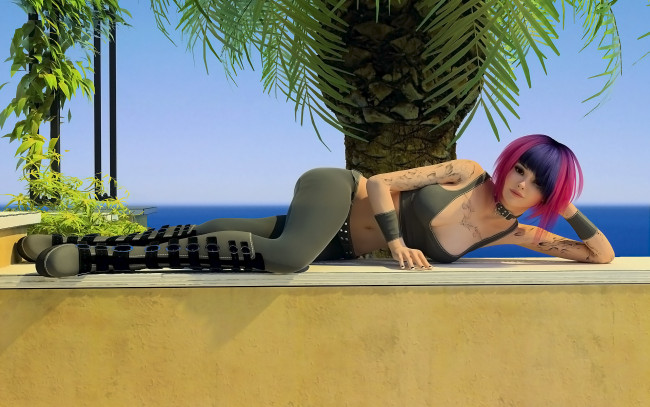 Обои картинки фото 3д графика, люди , people, девушка, фон, взгляд