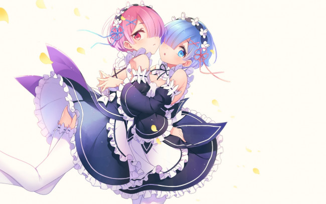 Обои картинки фото аниме, re,  zero kara hajimeru isekai seikatsu, rem, ram