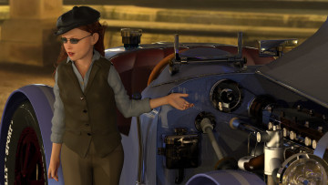 Картинка 3д+графика люди-авто мото+ people-+car+ +moto автомобиль фон взгляд девушка