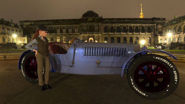 Обои картинки фото 3д графика, люди-авто, мото , people- car ,  moto, девушка, взгляд, автомобиль, фон