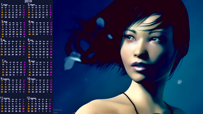 Обои картинки фото календари, фэнтези, лицо, девушка