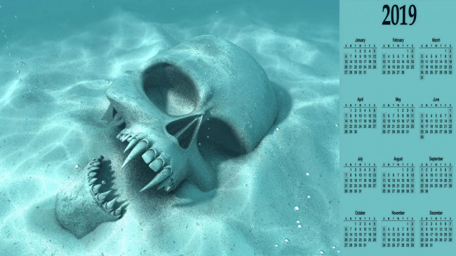 Обои картинки фото календари, компьютерный дизайн, дно, череп