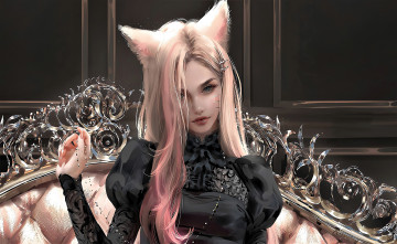 Картинка видео+игры league+of+legends ahri ушки диван