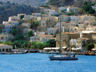 Картинка harbor town of yialos island symi greece города
