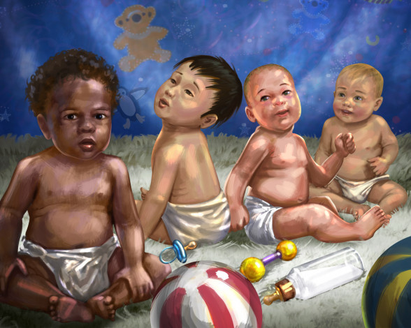 Обои картинки фото рисованные, дети