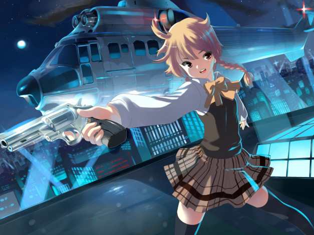 Обои картинки фото аниме, weapon, blood, technology