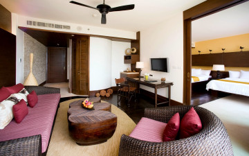 Картинка интерьер другое гостиничный номер спальня диван вентилятор