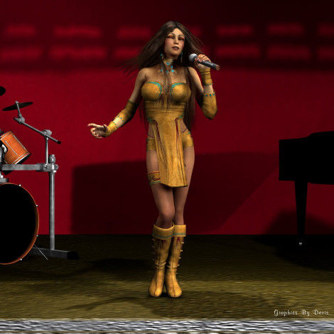 Обои картинки фото 3д, графика, people, люди, девушка, микрофон