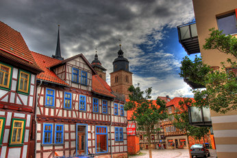 Картинка германия тюринген шмалькальден города улицы площади набережные кусты деревья дома улица