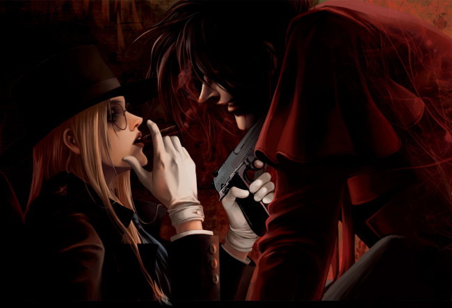 Обои картинки фото аниме, hellsing, вампир, alucard, integra