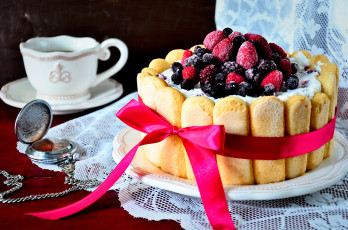 Картинка еда торт только ягоды часы лента