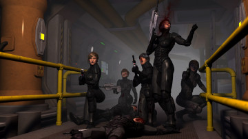 Картинка scifi 3д+графика фантазия+ fantasy оружие взгляд девушки