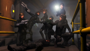 Картинка scifi 3д+графика фантазия+ fantasy оружие взгляд девушки