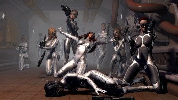 Картинка scifi 3д+графика фантазия+ fantasy оружие взгляд девушки