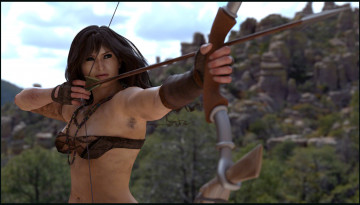 Картинка 3д+графика амазонки+ amazon лук взгляд девушка