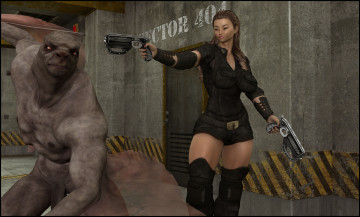 Картинка 3д+графика фантазия+ fantasy взгляд девушка существо оружие