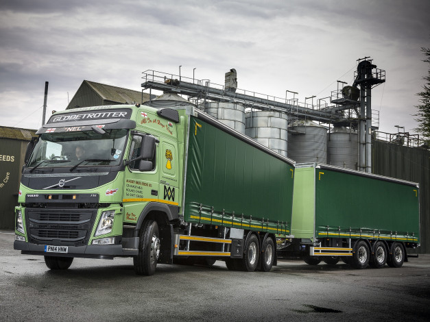 Обои картинки фото автомобили, volvo trucks, volvo, зеленый, 2013г, uk-spec, 6x2, 500, fm