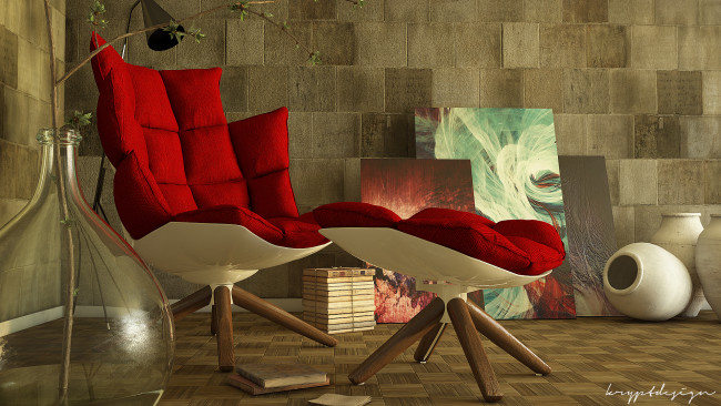 Обои картинки фото 3д графика, реализм , realism, посуда, стулья, комната