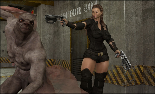 Обои картинки фото 3д графика, фантазия , fantasy, взгляд, девушка, существо, оружие