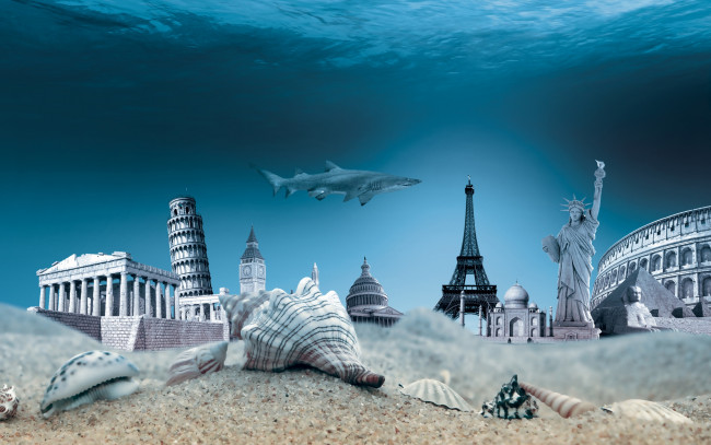 Обои картинки фото разное, компьютерный дизайн, seashells, world, travel, ocean, ракушки, underwater, дно, море