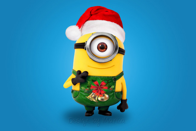 Обои картинки фото рисованное, кино, christmas, xmas, minion, santa, cute, новый, год, рождество, миньон, санта, мульт