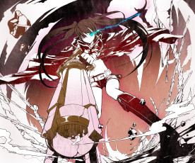 Картинка аниме black+rock+shooter девушка kuroi mato оружие black rock shooter арт tetsu countryside