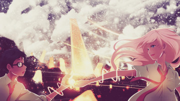 Картинка аниме shigatsu+wa+kimi+no+uso девушка взгляд фон парень