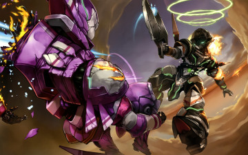 Картинка аниме suisei+no+gargantia suisei no gargantia гаргантия mech chamber striker art роботы схватка