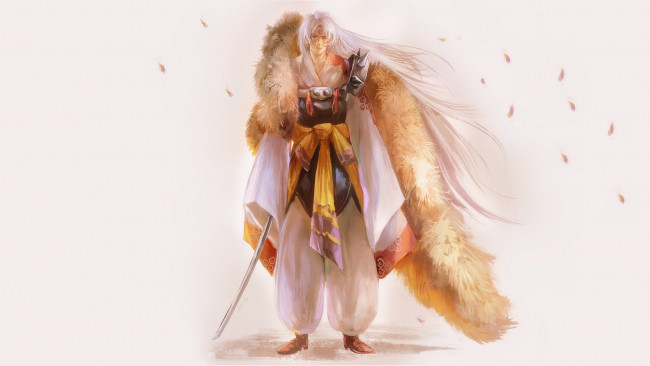 Обои картинки фото аниме, inuyasha, тенсейга, меч, сешимару, инуяша, арт