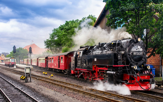 Обои картинки фото техника, паровозы, дорога, железная, паровоз, рельсы