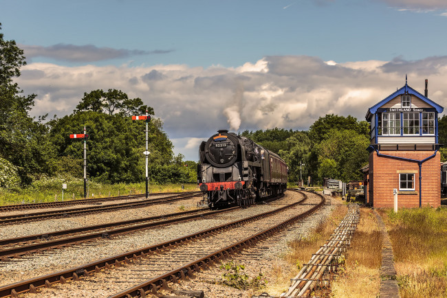 Обои картинки фото техника, паровозы, паровоз, рельсы, дорога, железная