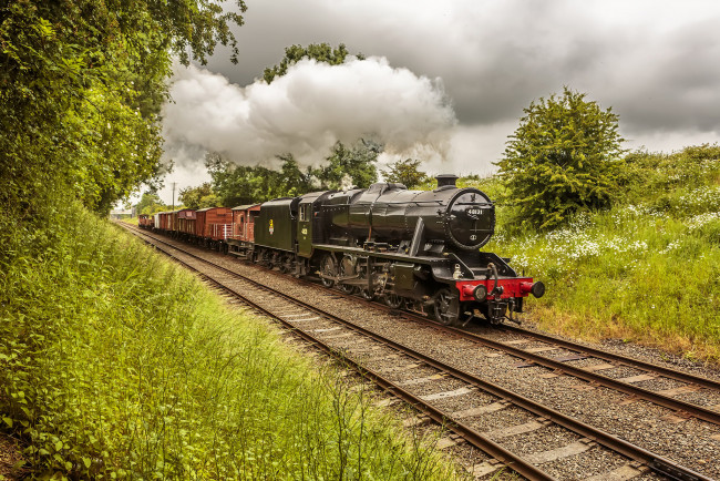 Обои картинки фото техника, паровозы, паровоз, рельсы, дорога, железная