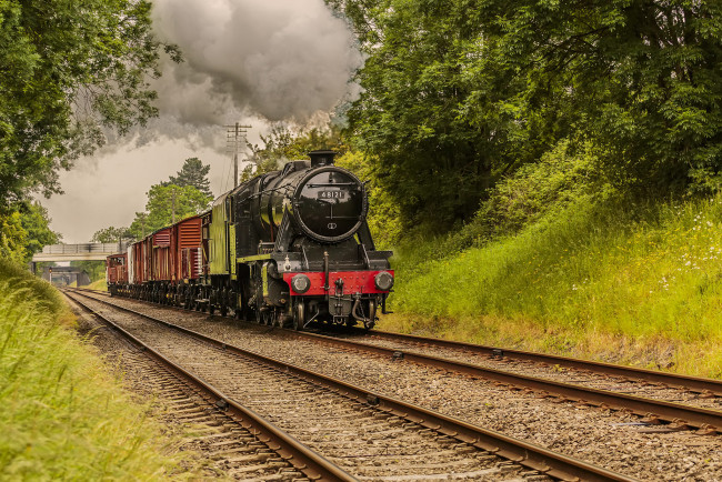 Обои картинки фото техника, паровозы, паровоз, рельсы, дорога, железная