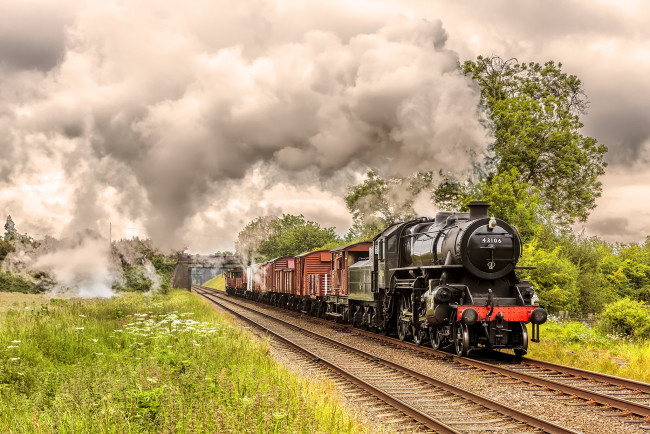 Обои картинки фото техника, паровозы, рельсы, паровоз, дорога, железная