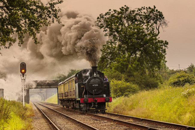 Обои картинки фото техника, паровозы, железная, рельсы, паровоз, дорога