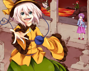 Картинка аниме touhou девушка взгляд фон