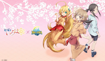 обоя аниме, hana-saku iroha, девушки, взгляд, фон