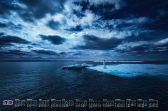 Картинка календари природа снег лед облака 2018 водоем девушка